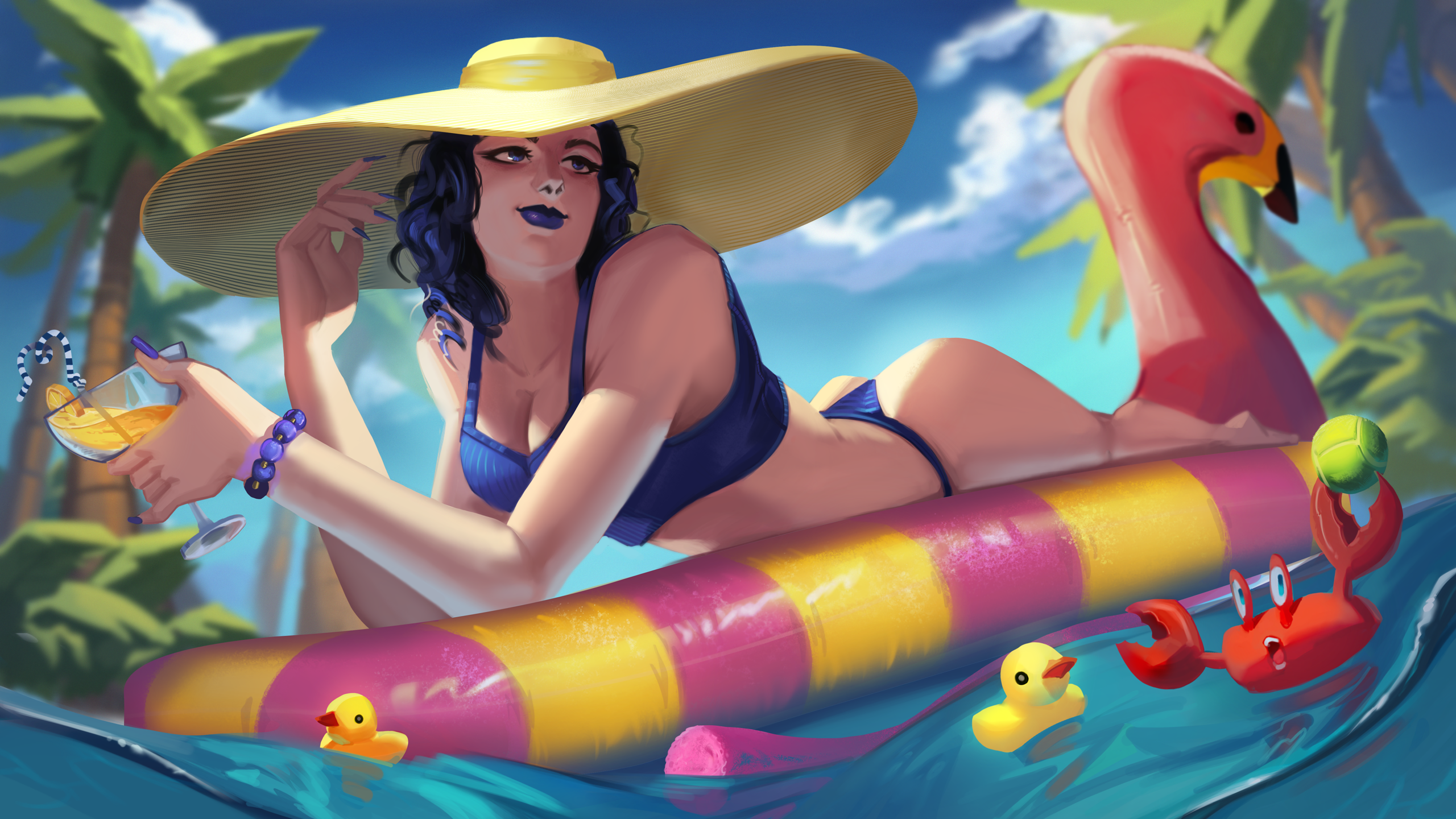 Ilustração autoral da personagem Carol e seu companheiro carangueijo